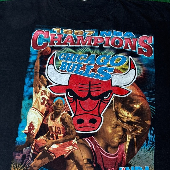 Vintage 90s RARE Chicago Bulls 1997 NBA Champions Jordan Rap Tee Mens XL T Shirt - Picture 2 of 7